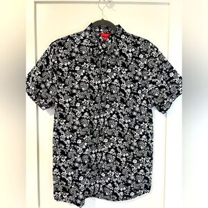 GUESS Mens M Floral Short Sleeve Button Down Shirt